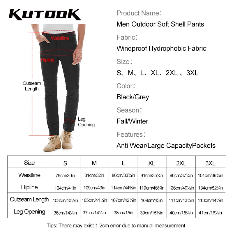 KUTOOK Men Trekking Pants Winter Cargo Pants for Man - My Store