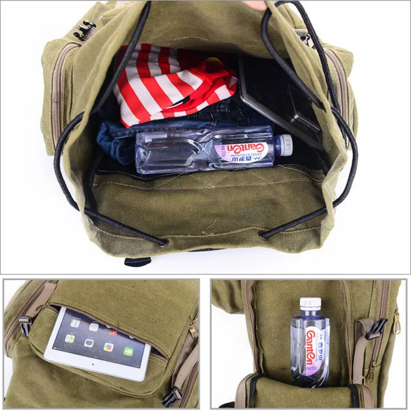 60L 80L Men Military Bag Tactical Backpack Canvas Army Bag Large - My Store