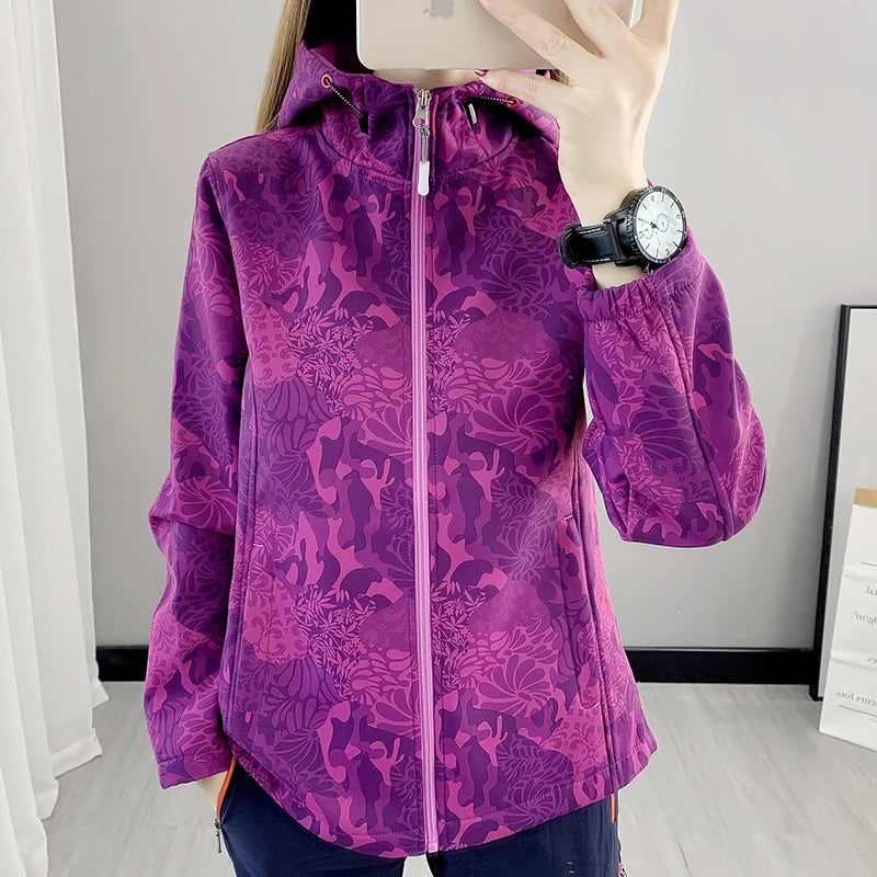 Warm Softshell Jackets Women Casual Fall Coats Outdoor Waterproof - My Store