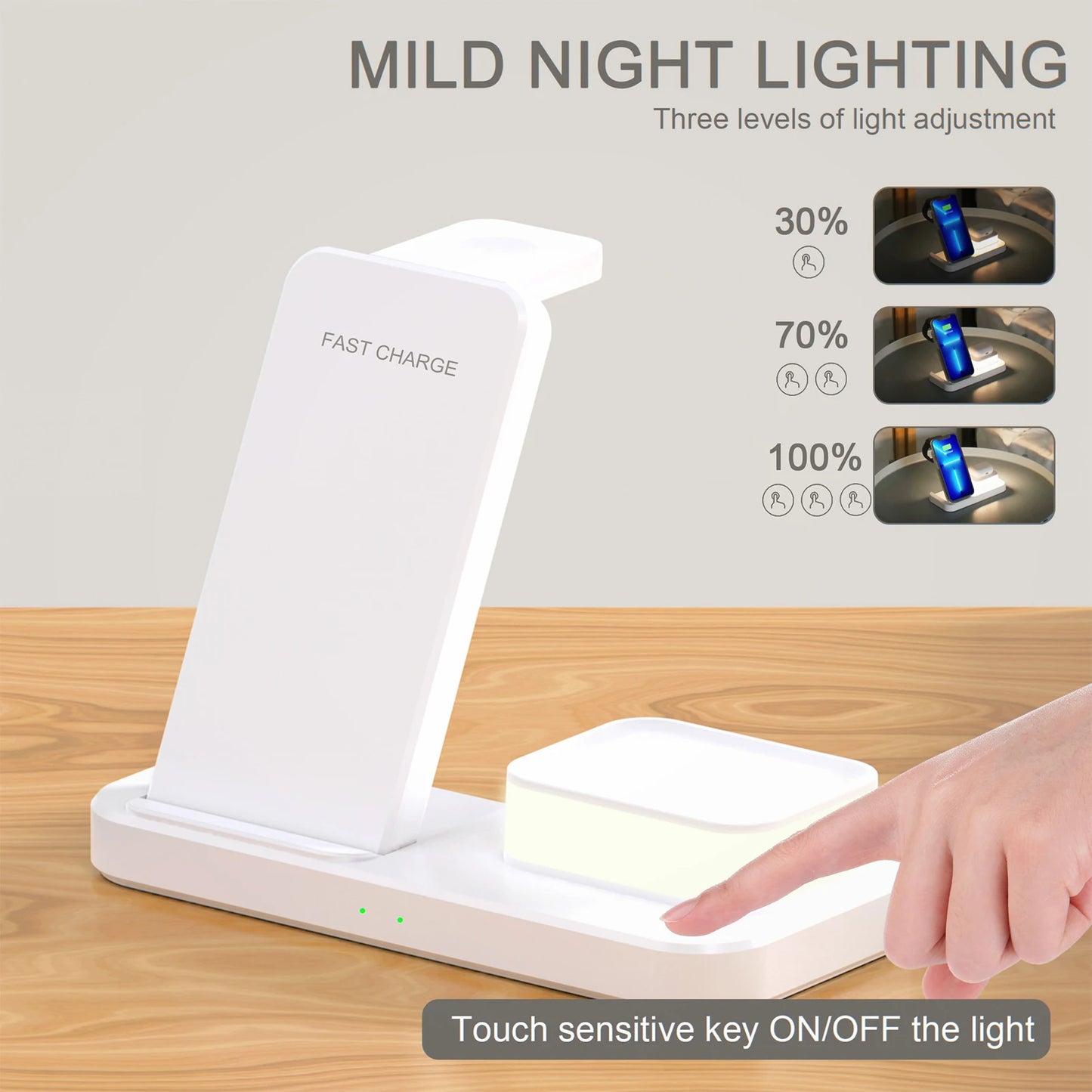 Wireless Charger 3 In 1 Foldable Stand Holder Fast Charging Dock Station Magnet Base Mobile Phone