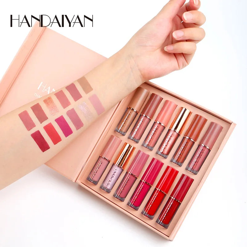 HANDAIYAN 12 Color Matte Liquid Lipstick Kit Free Shipping Korean Cosmetics Makeup For Women