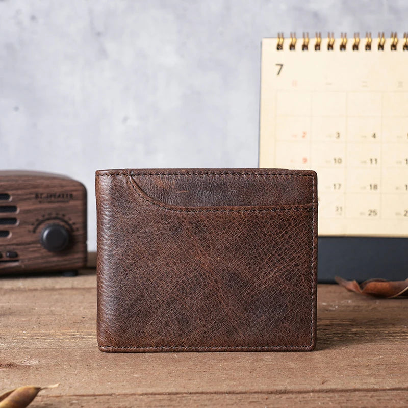Wholesale 100% Genuine Leather Men Wallets Premium Product Real Cowhide Wallets for Man Short Black Walet Portefeuille Homme - My Store
