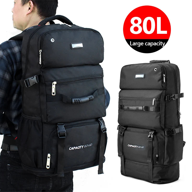 60L 80L Nylon Travel Backpack Camping Bag Outdoor Luggage Bags For Men Women - My Store
