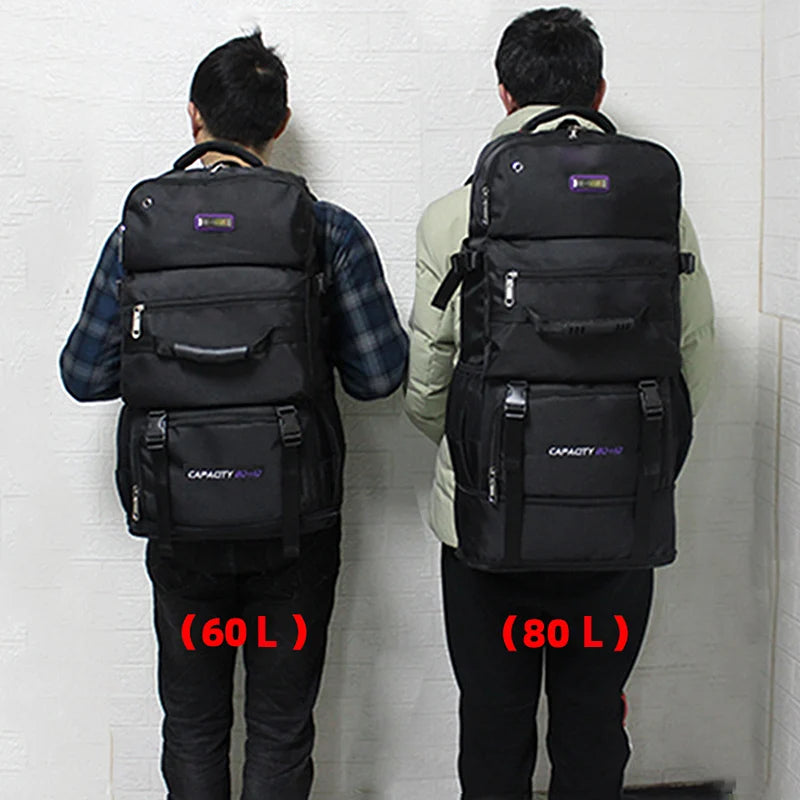 60L 80L Nylon Travel Backpack Camping Bag Outdoor Luggage Bags For Men Women - My Store
