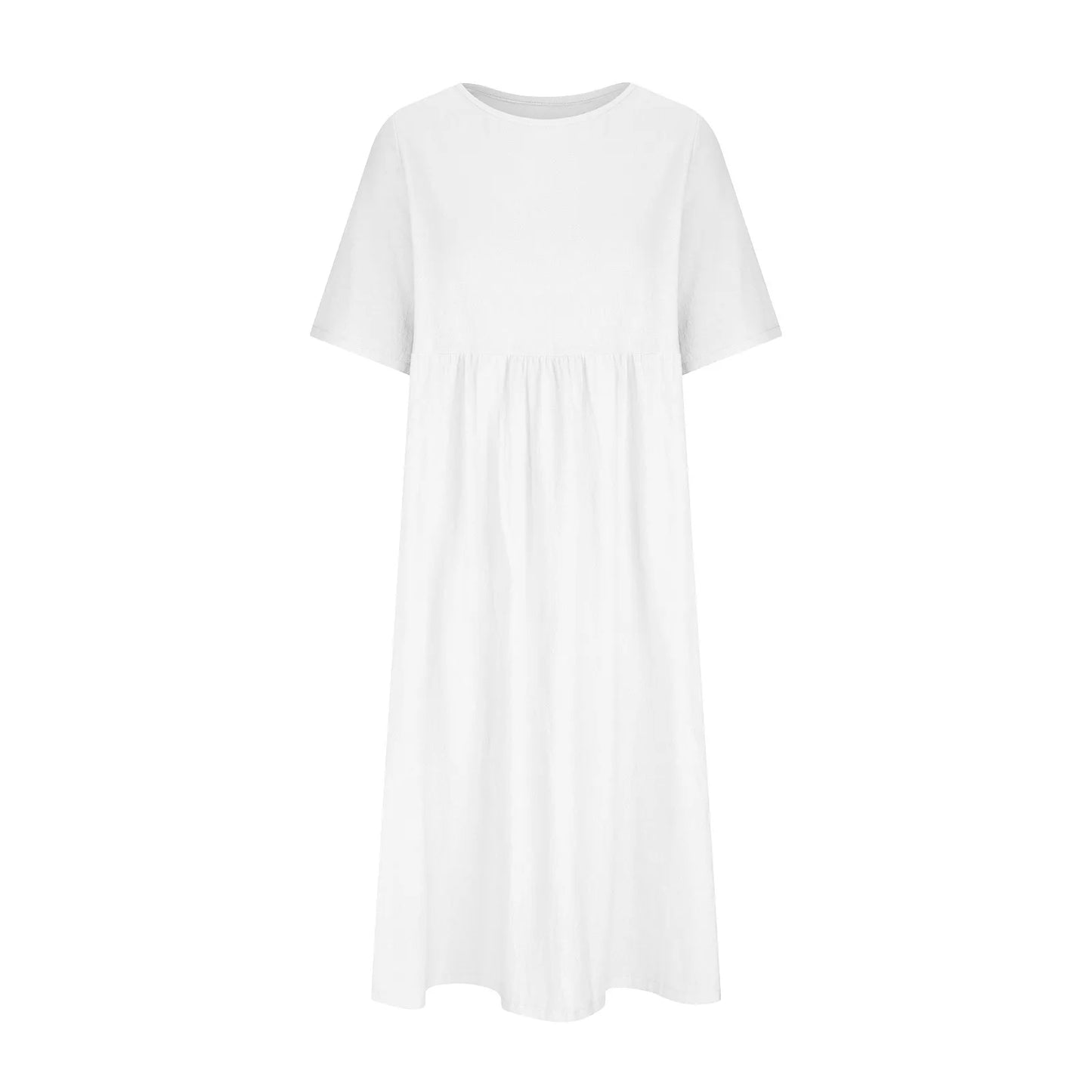 Oversized Cotton Linen White Dress - My Store
