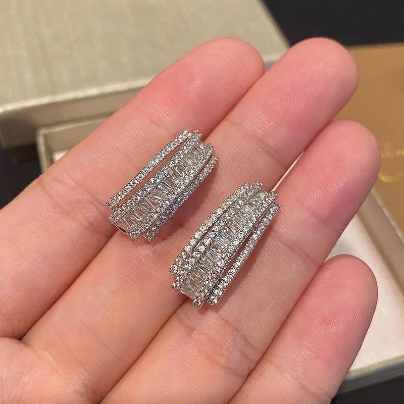 Circle U Shape S925 Silver Needle Earrings Ear Clip Small Jewelry