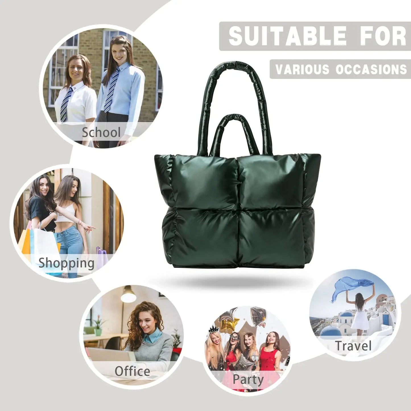 Puffer Tote Bag, - My Store