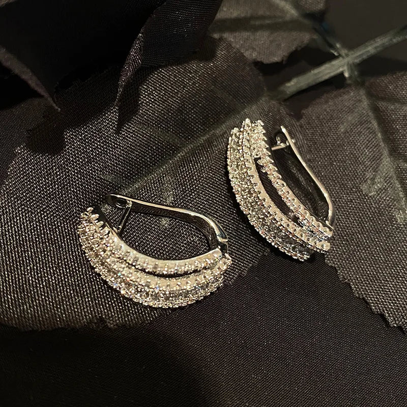 Circle U Shape S925 Silver Needle Earrings Ear Clip Small Jewelry