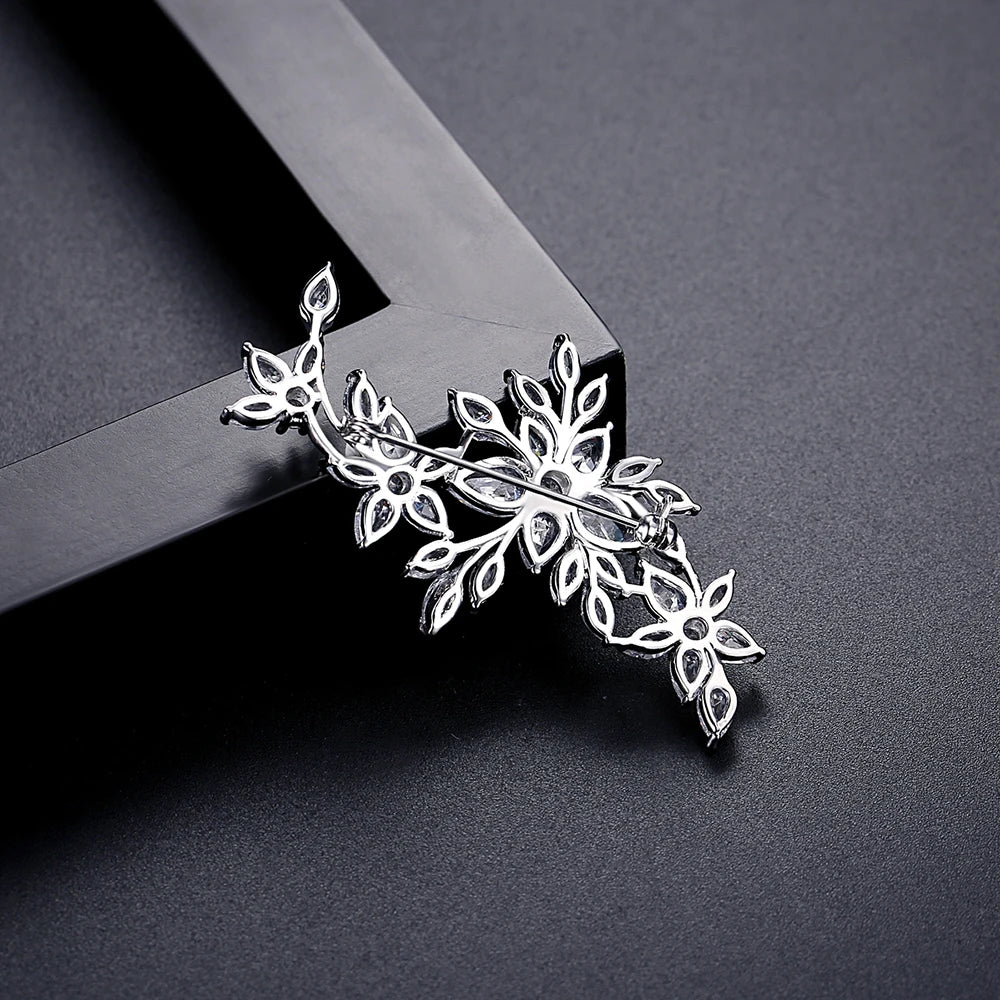 Cubic Zirconia Flower Brooches Stylish
