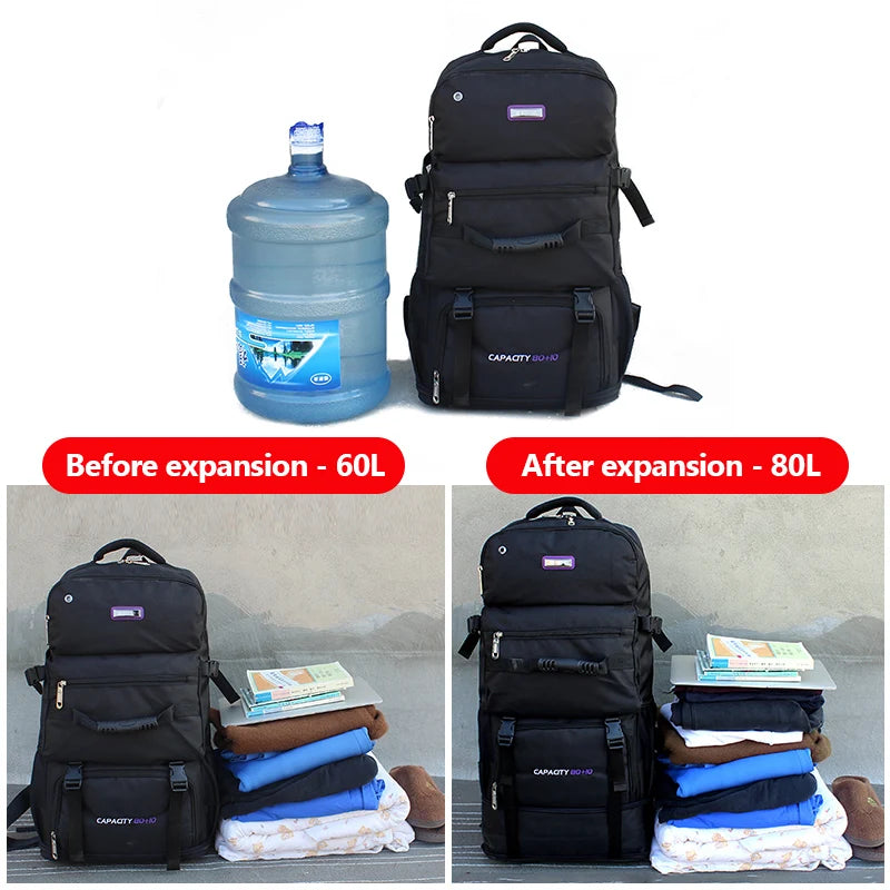 60L 80L Nylon Travel Backpack Camping Bag Outdoor Luggage Bags For Men Women - My Store