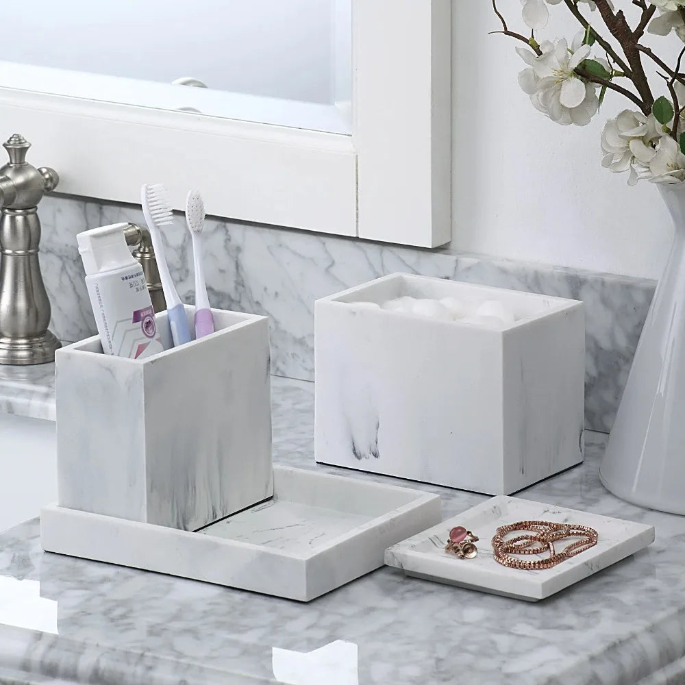 Faux Marble 4 Piece Vanity Organizer Set - My Store