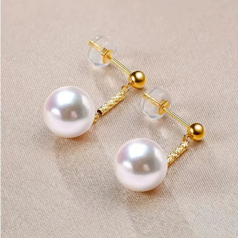 Gold Earrings Dangle Earrings Fine Akoya Pearl Ear Jewelry - My Store