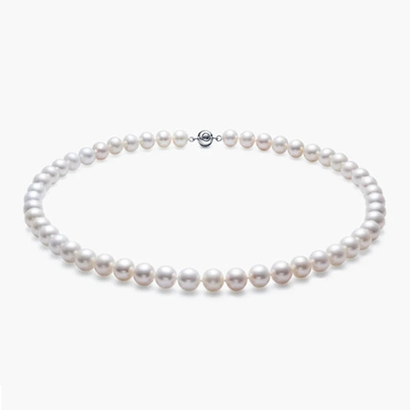 Natural White Pearl Necklace Freshwater Cultured Pearls Beads