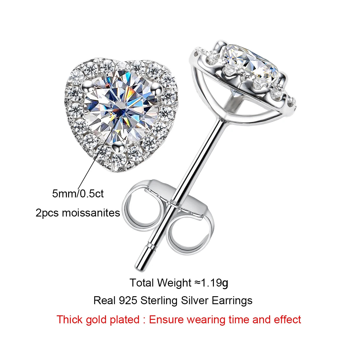 1cttw D Color Moissanite Diamond 925 Sterling Earring