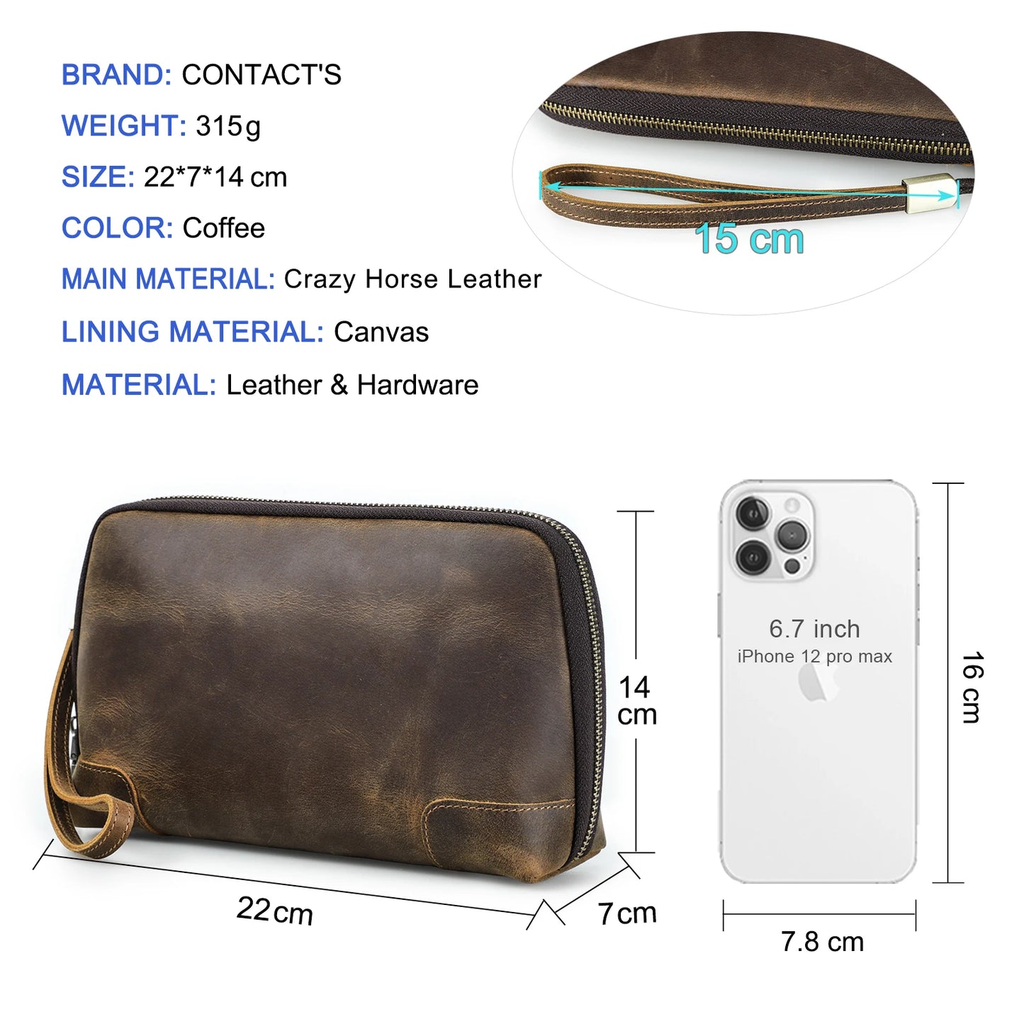 CONTACTS FAMILY 100% Nubuck Leather For Earphone Mouse Electronic Accessories Pouch Cowhide