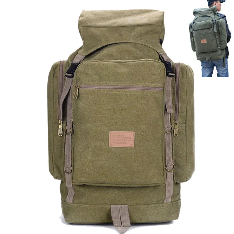 60L 80L Men Military Bag Tactical Backpack Canvas Army Bag Large - My Store