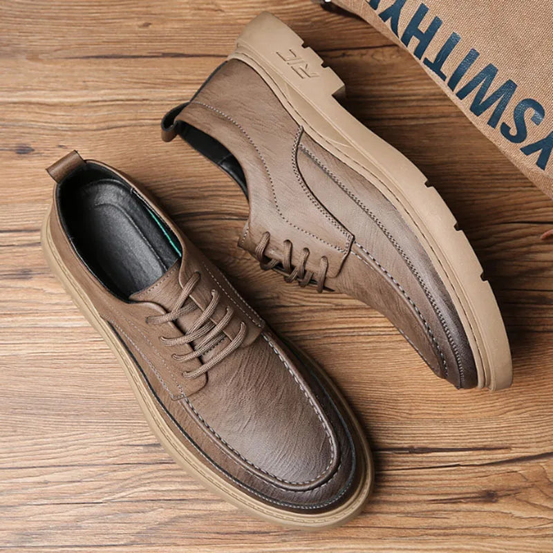 Spring and Autumn Leather shoes for men British business and leisure formal attire and elevated youth leather shoes Wedding Shoe - My Store