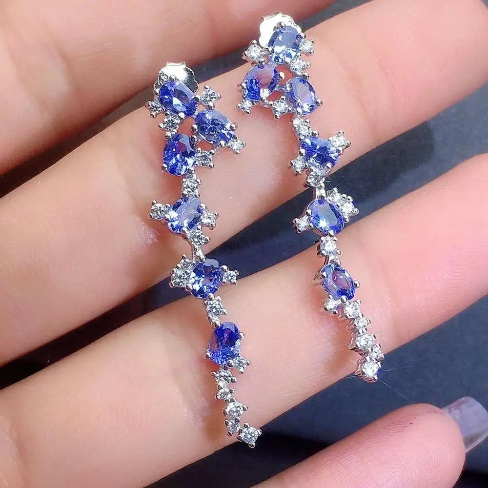 Natural Tanzanite Stud Earrings for Daily Wear Light Blue Tanzanite Silver Earrings 925 Silver Tanzanite Jewelry