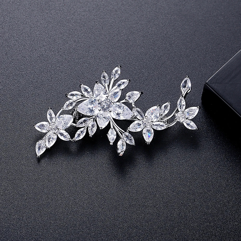 Cubic Zirconia Flower Brooches Stylish