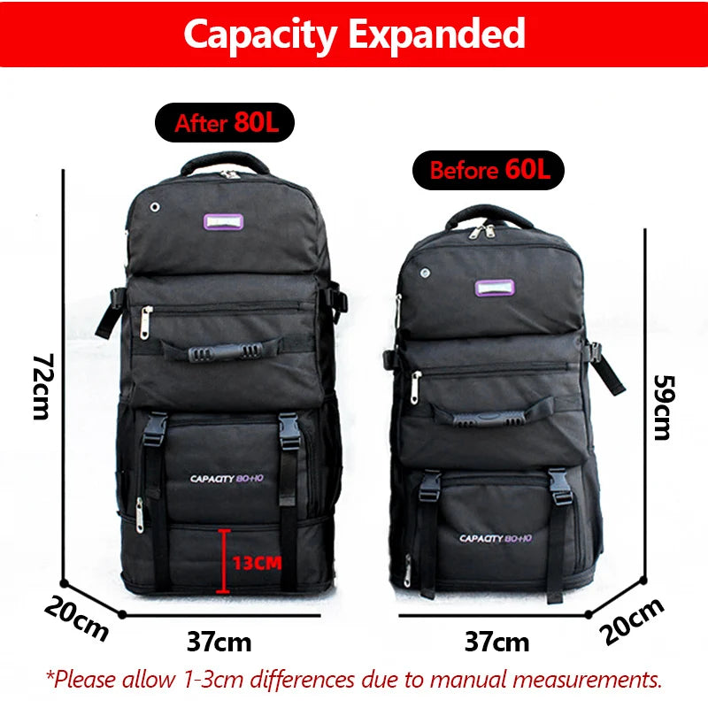 60L 80L Nylon Travel Backpack Camping Bag Outdoor Luggage Bags For Men Women - My Store