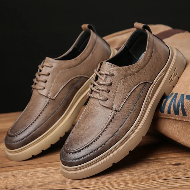 Spring and Autumn Leather shoes for men British business and leisure formal attire and elevated youth leather shoes Wedding Shoe - My Store