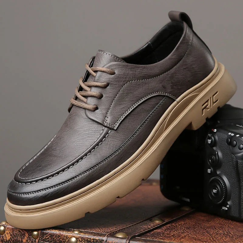Spring and Autumn Leather shoes for men British business and leisure formal attire and elevated youth leather shoes Wedding Shoe - My Store