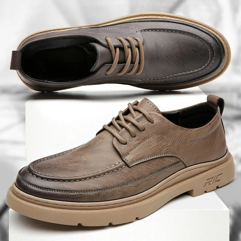 Spring and Autumn Leather shoes for men British business and leisure formal attire and elevated youth leather shoes Wedding Shoe - My Store