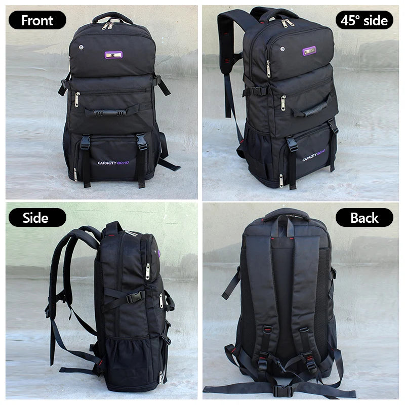 60L 80L Nylon Travel Backpack Camping Bag Outdoor Luggage Bags For Men Women - My Store
