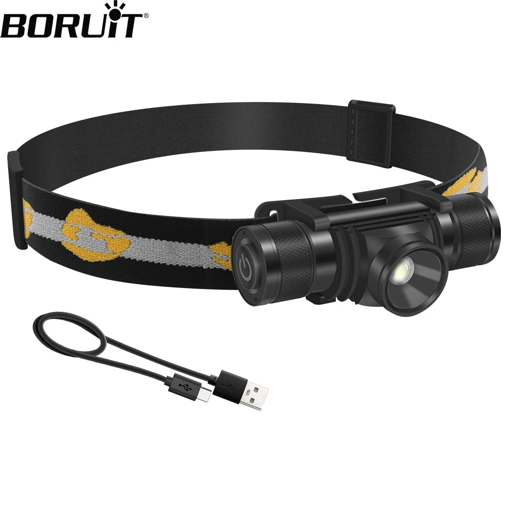 BORUiT D20 Powerful LED Zoom Headlamp Type-C Rechargeable 18650 Headlight - My Store