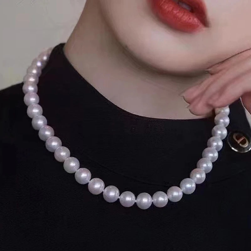 Natural White Pearl Necklace Freshwater Cultured Pearls Beads