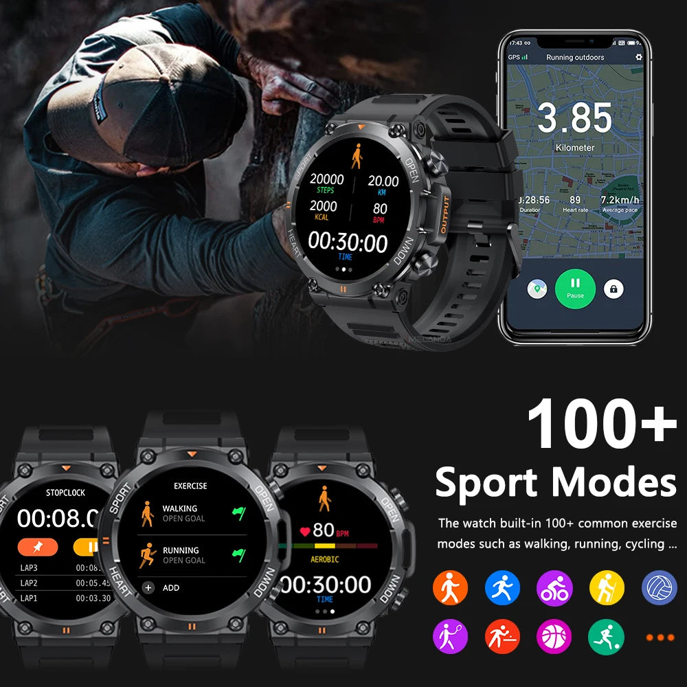MELANDA New 1.39 inch Men's Bluetooth Call Smart Watch Sports Fitness Tracker - My Store