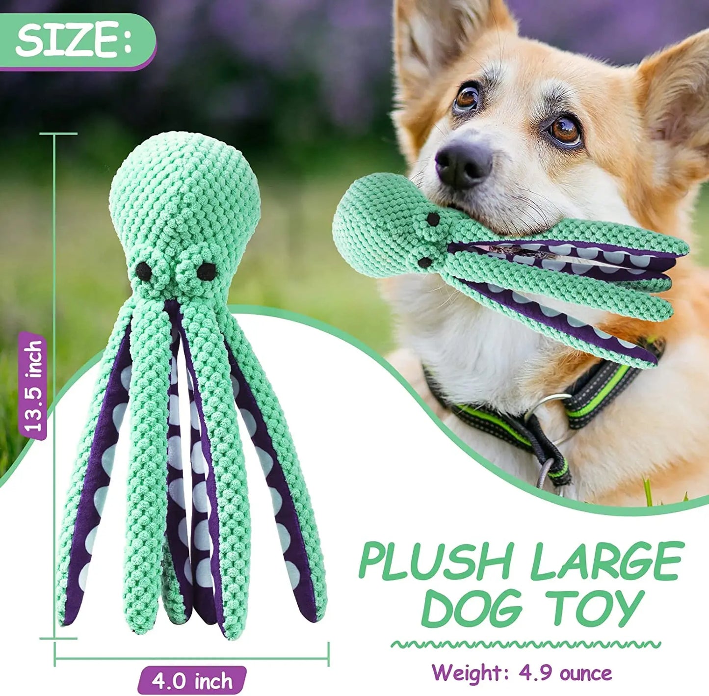 ATUBAN Squeaky Dog Toys Plush Dog Chew