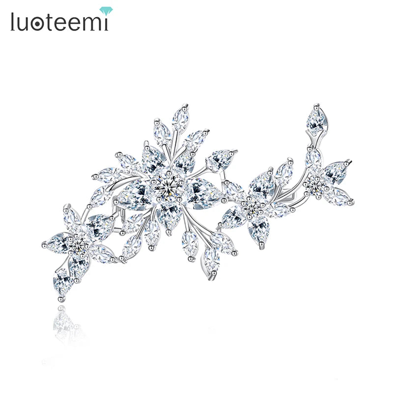 Cubic Zirconia Flower Brooches Stylish