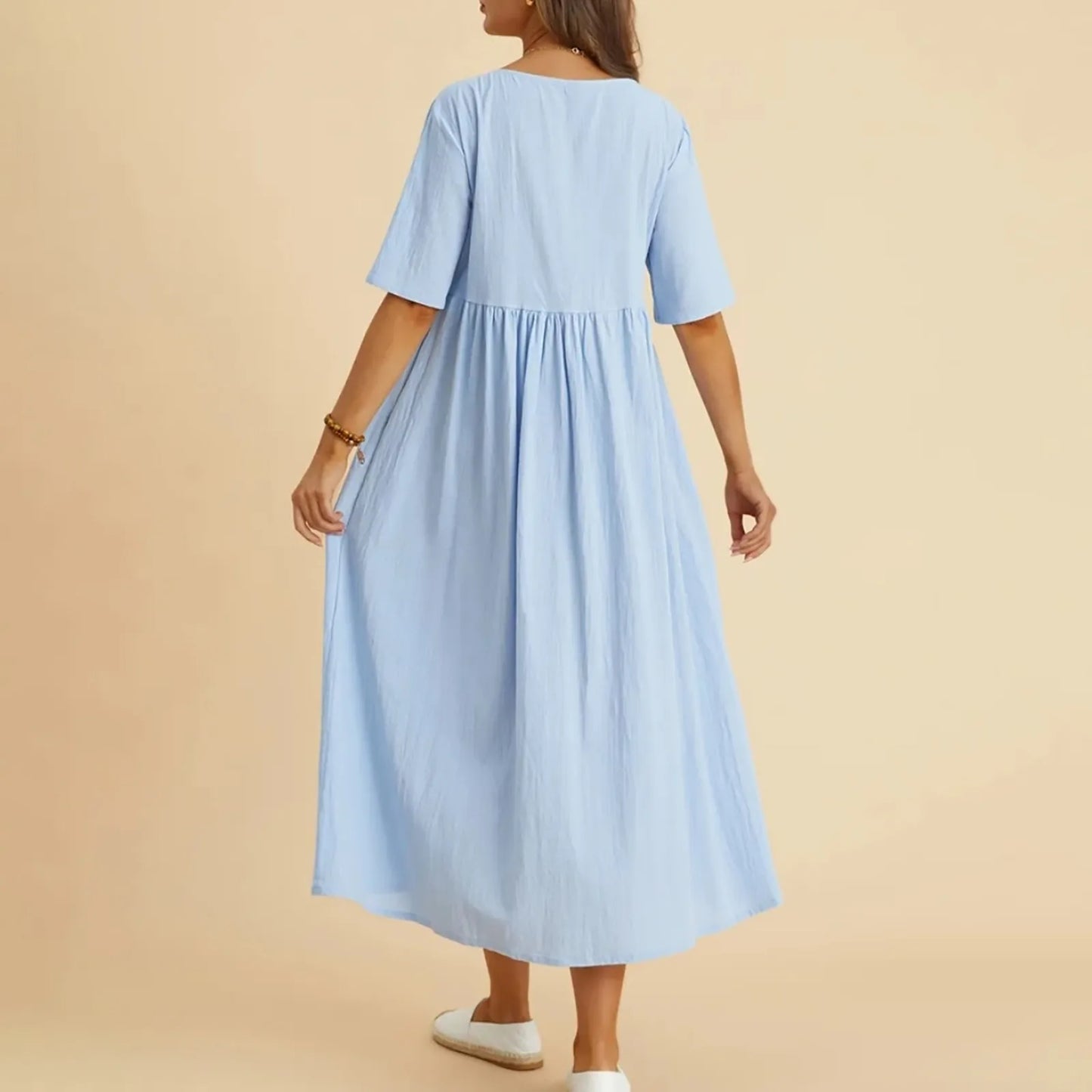 Oversized Cotton Linen White Dress - My Store