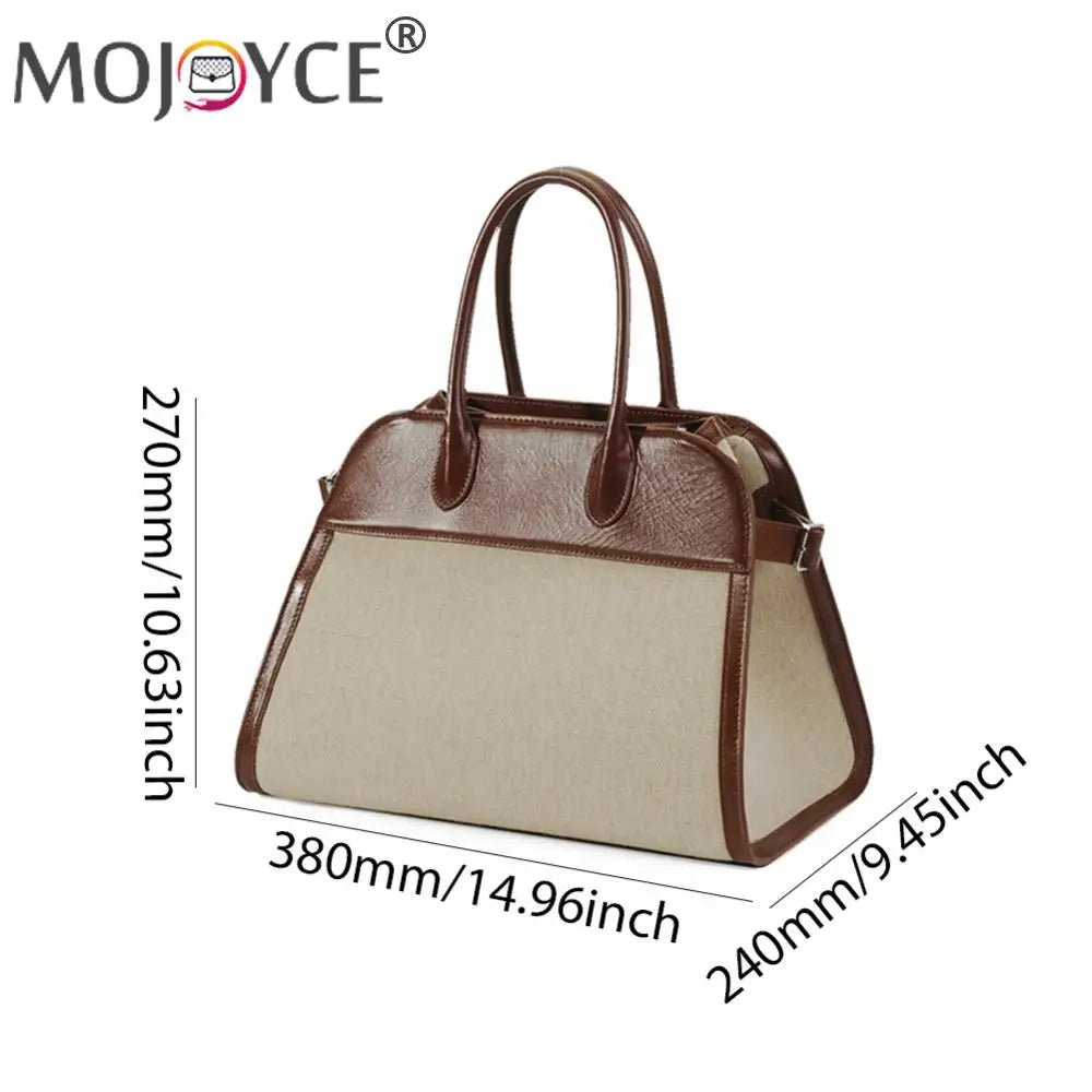 Cowhide Patchwork Canvas Handbag - My Store