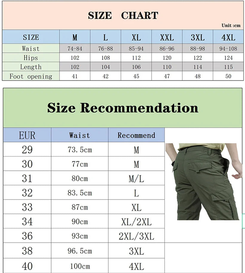 Mens Summer Hiking Pant Outdoor Tactical Athletic Fishing Travel Safari Cargo Work Trousers - My Store