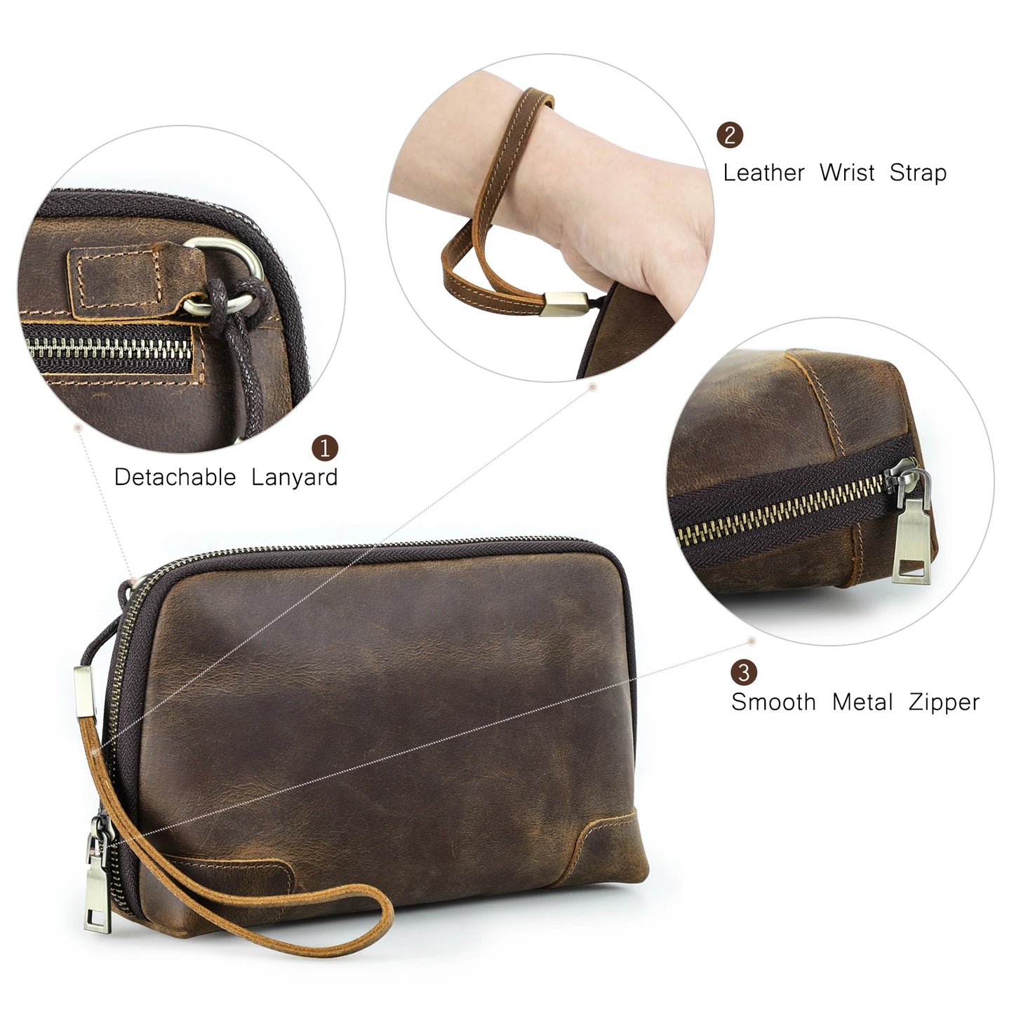 CONTACTS FAMILY 100% Nubuck Leather For Earphone Mouse Electronic Accessories Pouch Cowhide