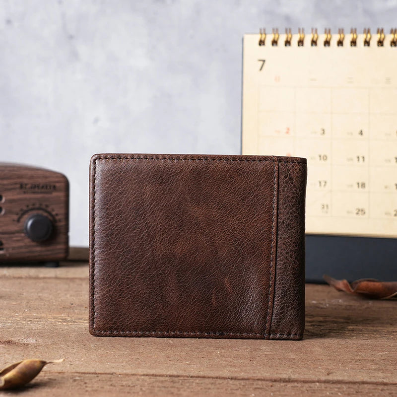 Wholesale 100% Genuine Leather Men Wallets Premium Product Real Cowhide Wallets for Man Short Black Walet Portefeuille Homme - My Store