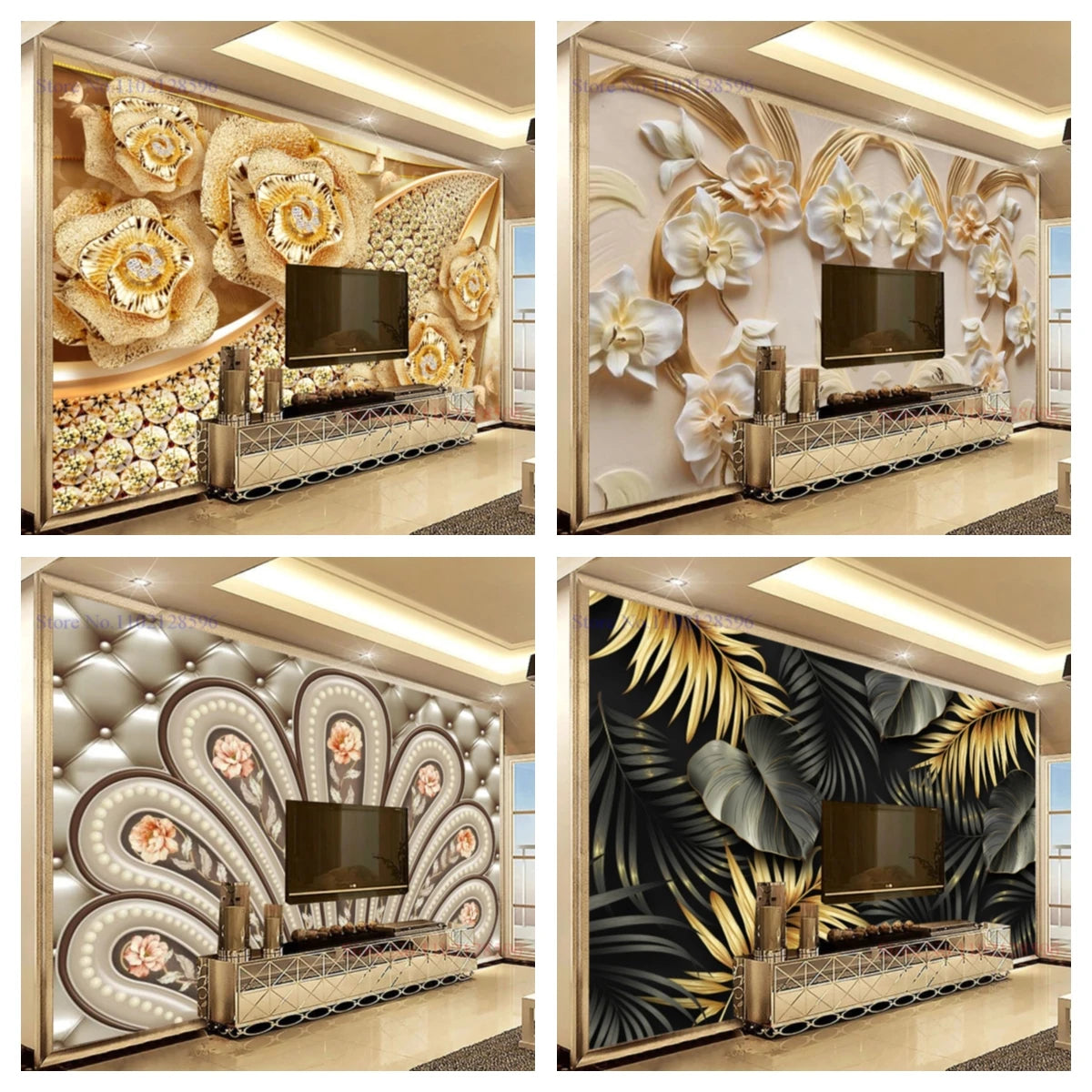 Custom Mural Wallpaper 3D Luxury Golden Large Wall Painting - My Store