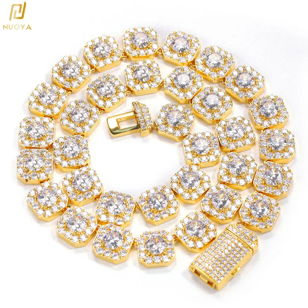 Clustered CZ Tennis Chain Iced Out AAAA Cubic Zircon Stones Necklaces
