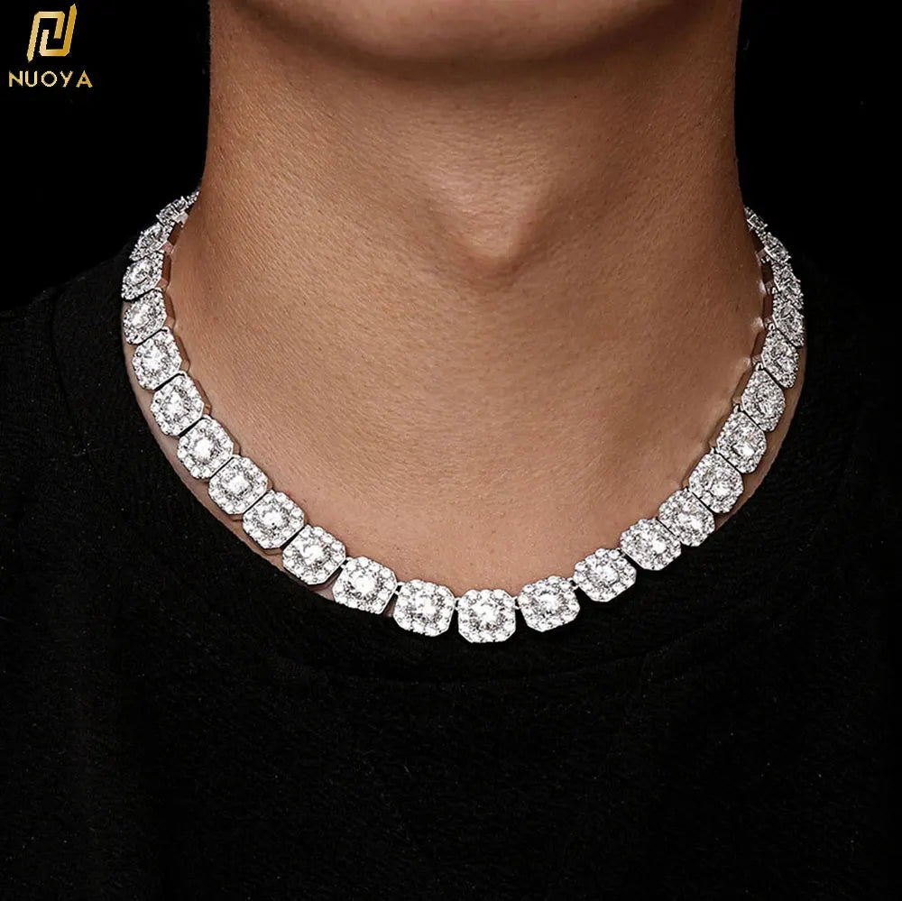 Clustered CZ Tennis Chain Iced Out AAAA Cubic Zircon Stones Necklaces