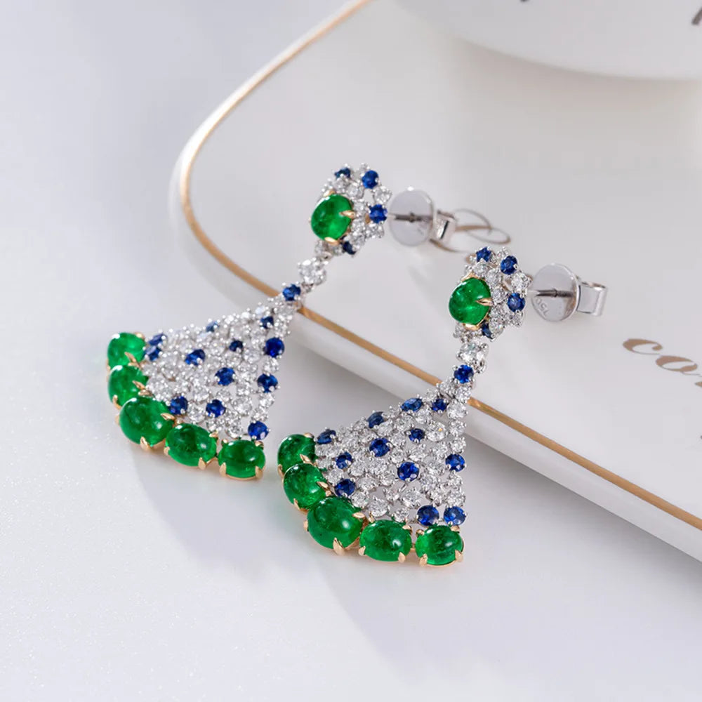 Luxury Simulation Emerald  Earrings For Women 925 Silver